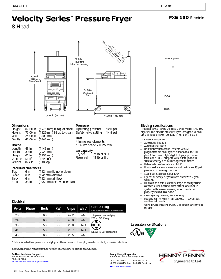 Henny Penny Velocity PXE 100- Tryckfritös- Elektrisk - Bild 3