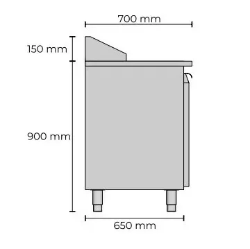Allthermo Kallskänksbänk KHK2-2D-6S ritning från sidan