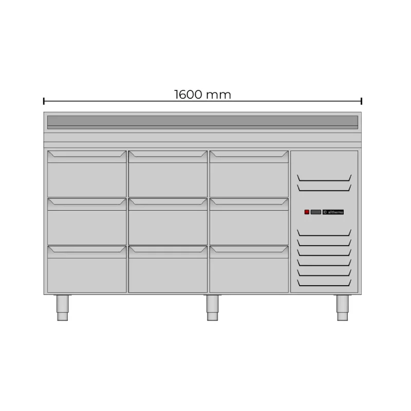Allthermo Kallskänksbänk KHK-160-A-9 ritning framifrån