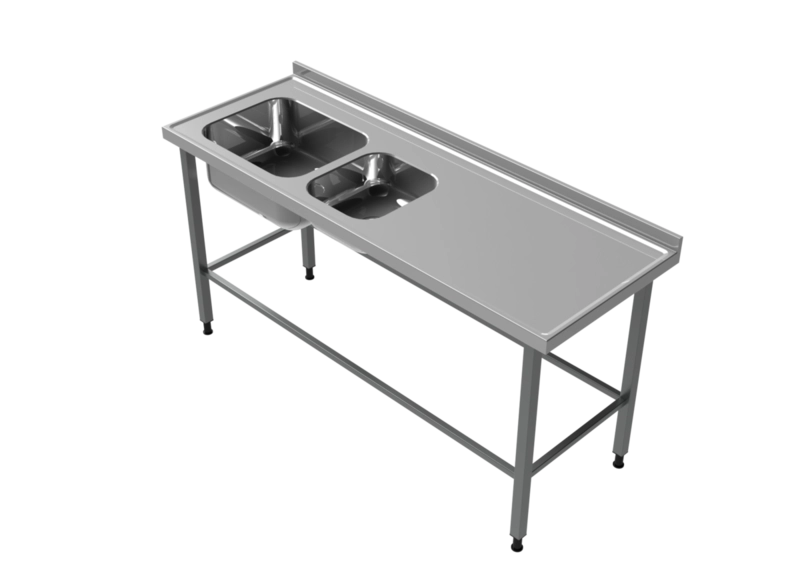 Rostfri diskbänk med dubbelho MR128