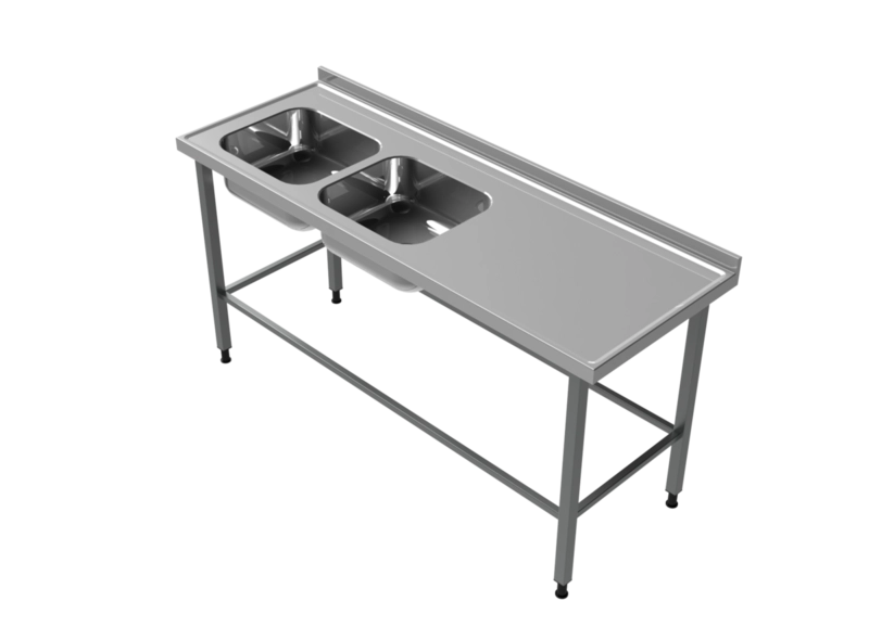 Rostfri diskbänk med dubbelho MR129