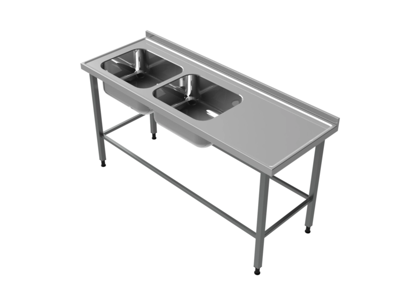 Rostfri diskbänk med dubbelho MR130
