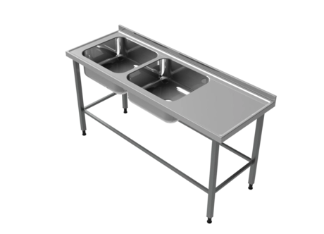 Rostfri diskbänk med dubbelho MR131