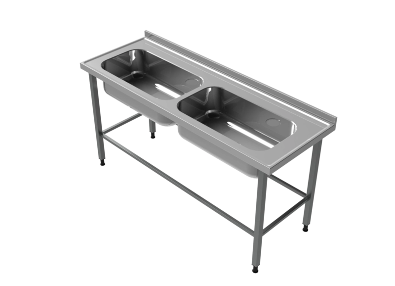 Rostfri diskbänk med dubbelho MR132